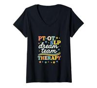 Femme PT OT SLP Dream Team Therapy Retro Lettering T-Shirt avec Col en V