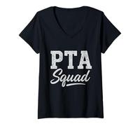 Femme PTA Squad Parent Teacher Association Back to School Teacher T-Shirt avec Col en V