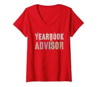 Femme Publication du Club littéraire Scolaire Vintage Yearbook Advisor T-Shirt avec Col en V