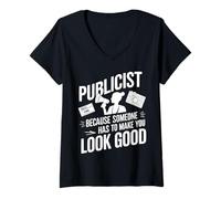 Femme Publiciste associé Public Image Profession d'emploi T-Shirt avec Col en V