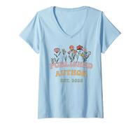 Femme Publié l'auteur Est 2025 Flower Women T-Shirt avec Col en V