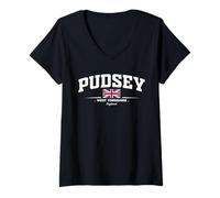Femme Pudsey England T-Shirt avec Col en V