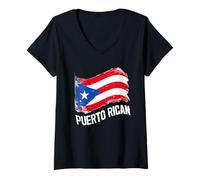 Femme Puerto Rican Flag Pride Heritage Culture T-Shirt avec Col en V