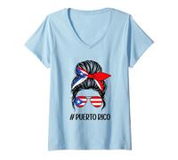 Femme Puerto Rico Flag Sunglasses Bandana #Puerto Rico T-Shirt avec Col en V