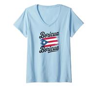Femme Puerto Rico National Flag Island San Juan Boricua T-Shirt avec Col en V