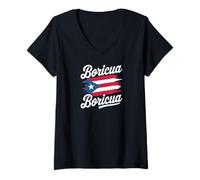 Femme Puerto Rico National Flag Island San Juan Boricua T-Shirt avec Col en V