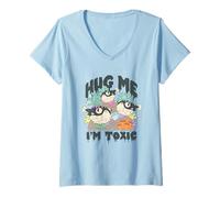 Femme Puffer Fish Hug Me I'm Toxic T-Shirt avec Col en V