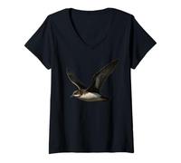 Femme Puffin à Queue Courte en vol - Ocean Bird Art T-Shirt avec Col en V