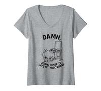 Femme Pug Pug devra Peut-être Appeler Thicc Aujourd'hui Meme T-Shirt avec Col en V