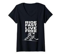 Femme Puissance de Patinage pour Joueur de Hockey T-Shirt avec Col en V