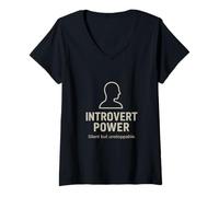 Femme Puissance introvertie silencieuse mais imparable T-Shirt avec Col en V