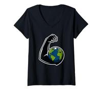 Femme Puissante Terre Mère T-Shirt avec Col en V