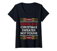 Femme Pull de Noël Manquant Humour Codeur Geek Noël T-Shirt avec Col en V