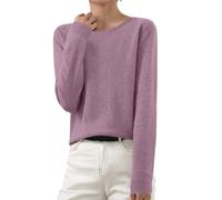Femme Pull Femme Chic Décontractés Léger Tunique à Manches Longues Sweatshirt Chic et Élégant Col Rond Chaud Pullover Haut Tops Automne et Hiver Cadeau de Noel,Violet Clair,XXL,F69R