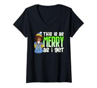 Femme Pull Noir pour Femme avec Inscription « This is As Merry As I Get Melanin » T-Shirt avec Col en V