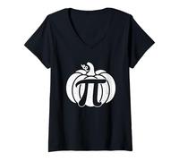 Femme Pumpkin Pi Amusant Automne Automne Halloween Mathématiques Tarte à la citrouille T-Shirt avec Col en V