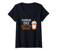 Femme Pumpkin Spice Fait de Cette Mimi Une Saison Automne-Automne Amusante T-Shirt avec Col en V