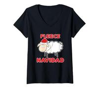 Femme Pun de Noël en Polaire Navidad Funny Sheep T-Shirt avec Col en V