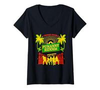 Femme Punanny Dancehall Classic Jamaica Riddim T-Shirt avec Col en V