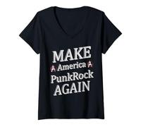 Femme Punk Rock America T-Shirt avec Col en V