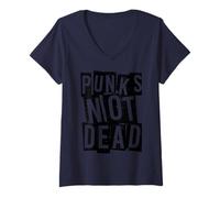 Femme Punks Not Dead - Vintage Grunge - Punk Is Not Dead - Rock T-Shirt avec Col en V