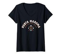 Femme Punta Maroma Mexique - Vacances Mayas Vacances Plage Voyage Vacances T-Shirt avec Col en V