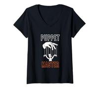 Femme Puppeeter Puppet Master - Ventriloque Ventriloquisme T-Shirt avec Col en V