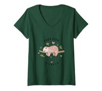 Femme Pura Vida Costa Rica Paresseux endormi T-Shirt avec Col en V
