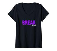 Femme Purple Break The Mold Graphique Violet T-Shirt avec Col en V