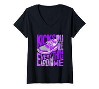 Femme Purple Color Kicks Rule Everything Around Me Violet T-Shirt avec Col en V