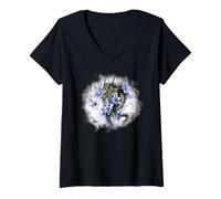 Femme Purple Dragon Flower Butterfly Floral Dragon Design Green T-Shirt avec Col en V