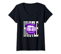 Femme Purple Taste for The Hustle Purple Graphic T-Shirt avec Col en V