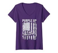 Femme Purple Up Hélicoptère Militaire pour Enfant T-Shirt avec Col en V