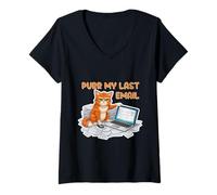 Femme PURR My Last Email - e-mail geek cat - funny email marketing T-Shirt avec Col en V