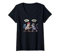 Femme Pussy Chicken Chat and Chicken Smack Talk Funny Distressed T-Shirt avec Col en V
