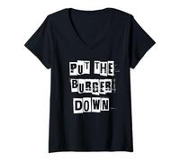 Femme Put The Burger Down Conseils de régime drôles T-Shirt avec Col en V
