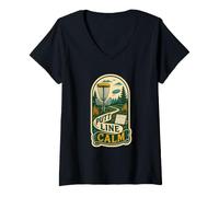 Femme Putt Line Calm Lancer vers Le Panier Disc Golf T-Shirt avec Col en V