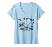 Femme Putting Off Today Forever Funny Snail Procrastination Humour T-Shirt avec Col en V