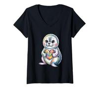 Femme Puzzle de Sensibilisation à l'Autisme - Soutien à la neurodiversité du cœur T-Shirt avec Col en V