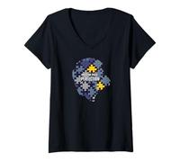 Femme Puzzle Perfection Piece by Piece Mindset Design T-Shirt avec Col en V
