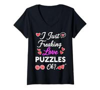 Femme Puzzles « Je suis Juste Amoureux » T-Shirt avec Col en V