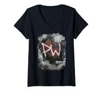 Femme PW 1944 Warsaw Uprising Graffiti Brique Mur Résistance Art T-Shirt avec Col en V