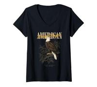 Femme Pygargue à tête Blanche américain Vintage, Observation des Oiseaux, Observation de la Nature T-Shirt avec Col en V