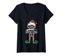 Femme Pyjama Assorti The Hunting Elf Christmas Tee Hunter Christmas T-Shirt avec Col en V