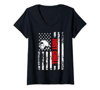 Femme Pyjama avec drapeau américain patriotique Just Chill T-Shirt avec Col en V