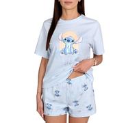 Femme Pyjama coton, deux pièces (Stitch, Hello Kitty, Marie, Bambi, Lion King, Minnie, Mickey) manches courtes, pour l'été (FR/ES, Alpha/lettres, XXS, Taille normale, Taille normale, Stitch)