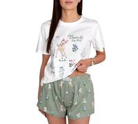 Femme Pyjama coton, deux pièces (Stitch, Hello Kitty, Marie, Bambi, Lion King, Minnie, Mickey) manches courtes, pour l'été (FR/ES, Alpha/lettres, M, Taille normale, Taille normale, Bambi Thumper)