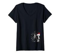 Femme Pyjama de Noël avec Motif Bouledogue français T-Shirt avec Col en V
