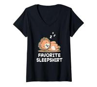 Femme Pyjama de nuit Lion Lions T-Shirt avec Col en V