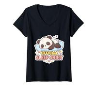 Femme Pyjama de Nuit Officiel Panda Mignon T-Shirt avec Col en V